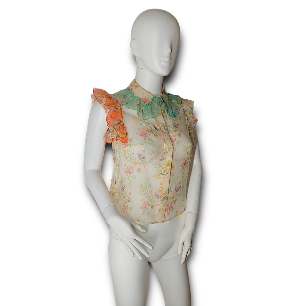 Christoper Kane SS18 Ruffle Floral Button Down - Picture 4 of 12